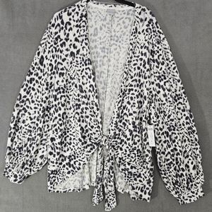 Chinos Womens Animal Print Oprn Front Cardigan Tie Plus Size 4X New